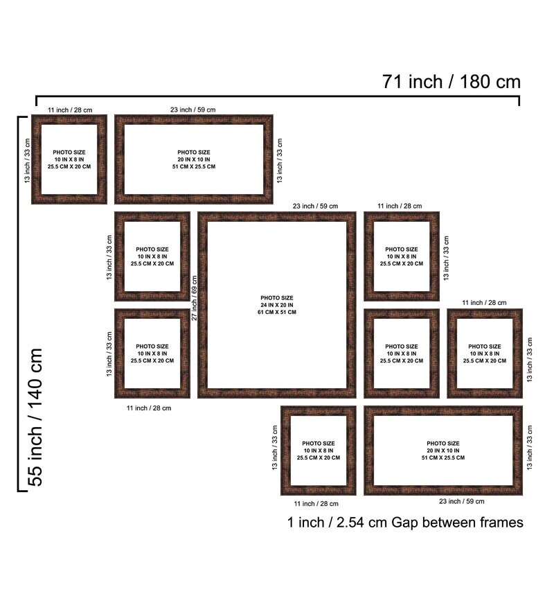 Buy Synthetic Wood Wall Collage Set of 10 Photo Frames By Elegant Arts And Frames Online