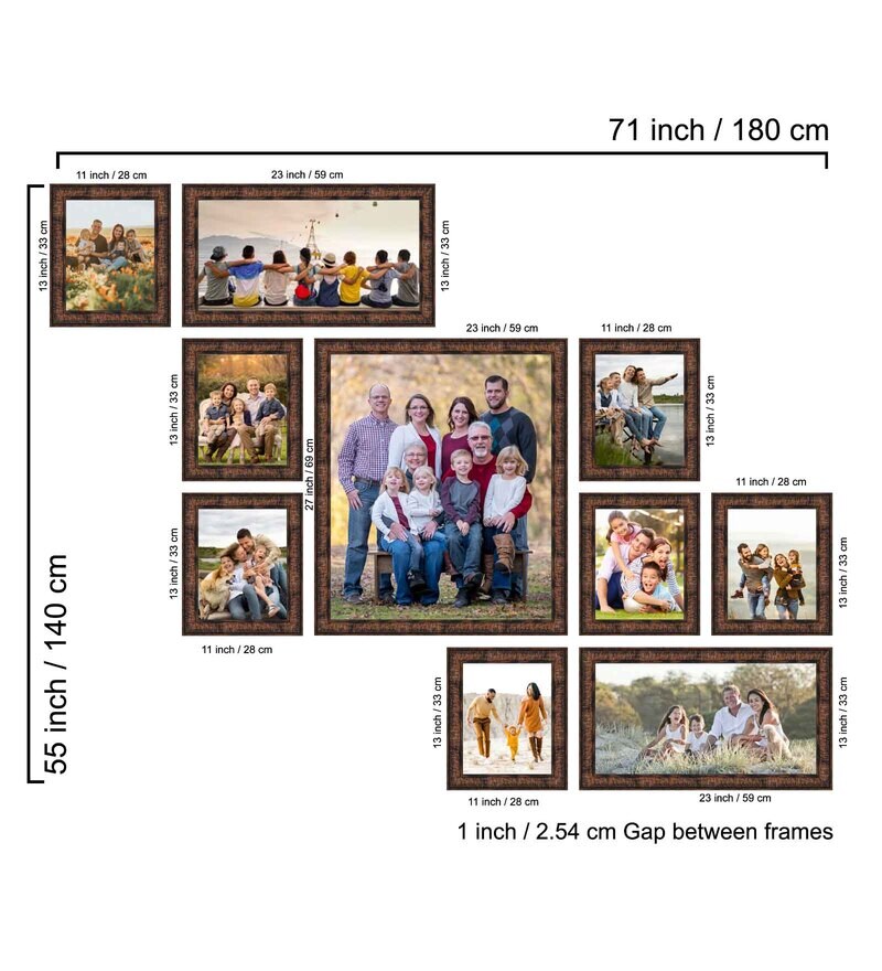 Buy Synthetic Wood Wall Collage Set of 10 Photo Frames By Elegant Arts And Frames Online