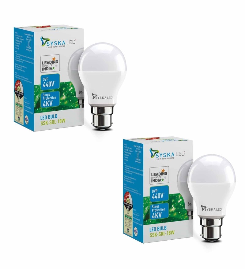 syska b22 white led bulb 18 w