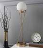 Athens White Glass Shade Table Lamp With Iron & Brass Base