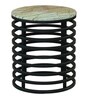 Sycamore Round Side Table in Black Finish With Marble Top