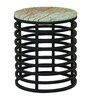 Sycamore Round Side Table in Black Finish With Marble Top
