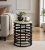 Sycamore Round Side Table in Black Finish With Marble Top