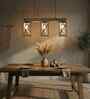 Symmetric 3 Lights Beige Solid Wood Linear Chandelier Cluster Hanging Light