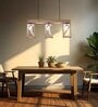 Symmetric 3 Lights Beige Solid Wood Linear Chandelier Cluster Hanging Light