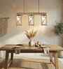 Symmetric 3 Lights Beige Solid Wood Linear Chandelier Cluster Hanging Light