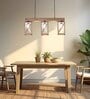 Symmetric 3 Lights Beige Solid Wood Linear Chandelier Cluster Hanging Light