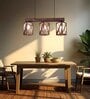 Symmetric 3 Lights Brown Solid Wood Linear Chandelier Cluster Hanging Light