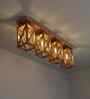 Symmetric 4 Lights Brown Solid Wood Flush Mounted Ceiling Light