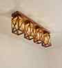 Symmetric 4 Lights Brown Solid Wood Flush Mounted Ceiling Light
