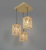Symmetric Beige Solid Wood Cluster Hanging Lights