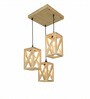 Symmetric Beige Solid Wood Cluster Hanging Lights