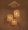 Symmetric Beige Solid Wood Cluster Hanging Lights