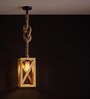 Symmetric Beige Solid Wood Single Hanging Light