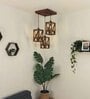 Symmetric Brown Solid Wood Cluster Hanging Light