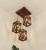 Symmetric Brown Solid Wood Cluster Hanging Light