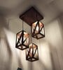 Symmetric Brown Solid Wood Cluster Hanging Light