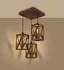 Symmetric Brown Solid Wood Cluster Hanging Light