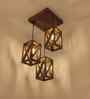Symmetric Brown Solid Wood Cluster Hanging Light