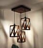 Symmetric Brown Solid Wood Cluster Hanging Light
