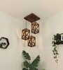 Symmetric Brown Solid Wood Cluster Hanging Light
