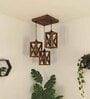 Symmetric Brown Solid Wood Cluster Hanging Light