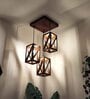 Symmetric Brown Solid Wood Cluster Hanging Light