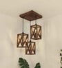 Symmetric Brown Solid Wood Cluster Hanging Light