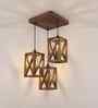 Symmetric Brown Solid Wood Cluster Hanging Light
