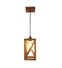 Symmetric Brown Solid Wood Single Hanging Light