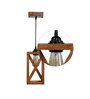 Symmetric Brown Solid Wood Single Hanging Light
