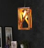 Symmetric Brown Solid Wood Single Hanging Light