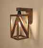 Symmetric Brown Solid Wood Wall Sconces