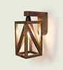 Symmetric Brown Solid Wood Wall Sconces