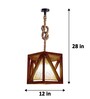 Symmetric Hexa Brown Solid Wood Single Hanging Light