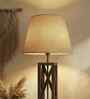 Symmetric Wooden Floor Lamp with Jute Shade & Brown Base