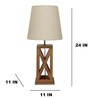 Symmetric Wooden Table Lamp with Jute Shade & Brown Base