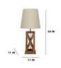 Symmetric Wooden Table Lamp with Jute Shade & Brown Base
