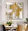 Symphony in Gold and White Glass Finish Square Wall Art