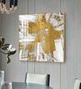 Symphony in Gold and White Glass Finish Square Wall Art