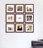 Set Of 9 Pink Synthetic Wood Collage Photo Frames