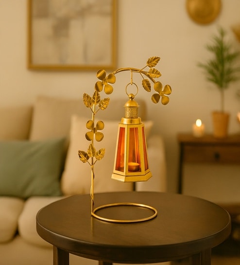 market 99 Golden & Red Metal Hanging Tealight Holder-picture-14