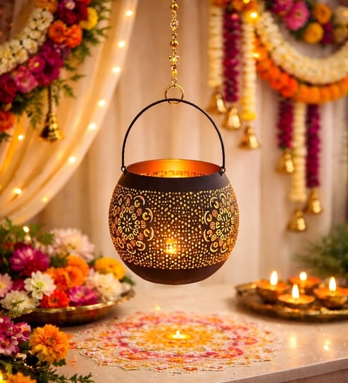 market 99 Grey Metal Moroccan Hanging Tea Light Holder-picture-25
