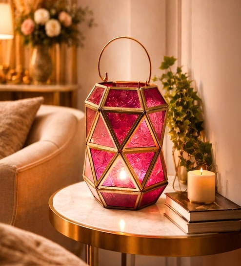 Pink Glossy Metal Tea Light Holder-image-32