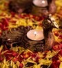 Peacock Terracotta Gold Diya Set (Pack Of 4)
