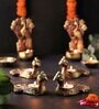Peacock Terracotta Gold Diya Set (Pack Of 4)