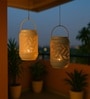Grey & Off White Metal Hanging Tealight Holder Set Of 2