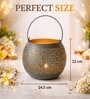 Grey Metal Moroccan Hanging Tea Light Holder