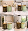 Black & Turquoise Glossy Metal Hanging Tea Light Holder