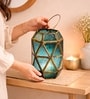 Blue Glossy Metal Hanging Tea Light Holder